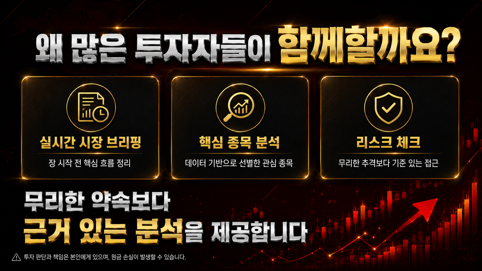 실시간 시장 브리핑 · 핵심 종목 분석 · 리스크 체크